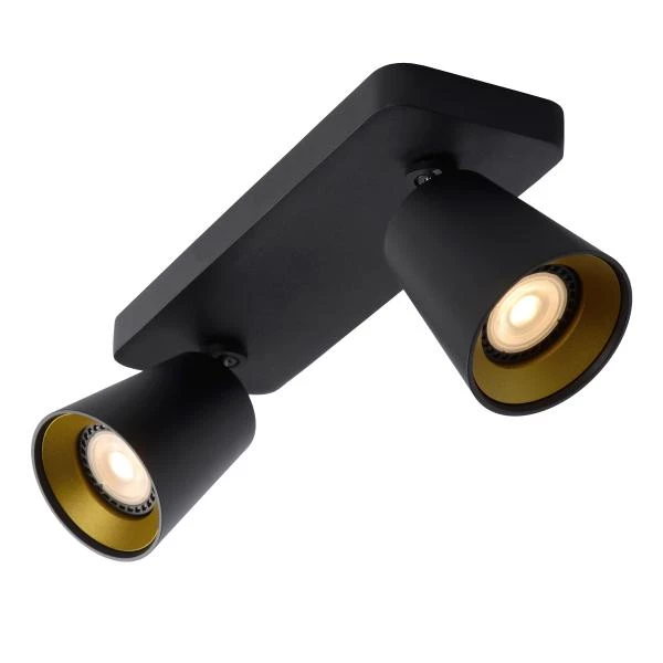 Lucide TURNON - Spot plafond - LED Dim to warm - GU10 - 2x5W 2200K/3000K - Noir - détail 3